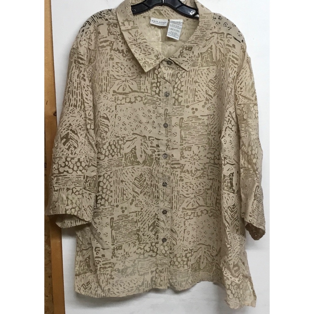 Ladies Plus Size 26/28 White Stag Sheer Blouse